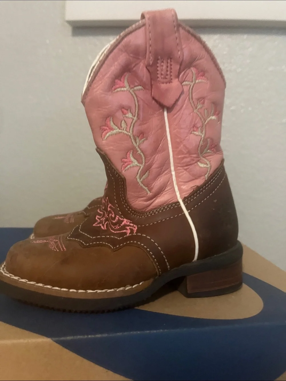 Kids' Western Pull-On Boots in Pink and Brown-Mexico made